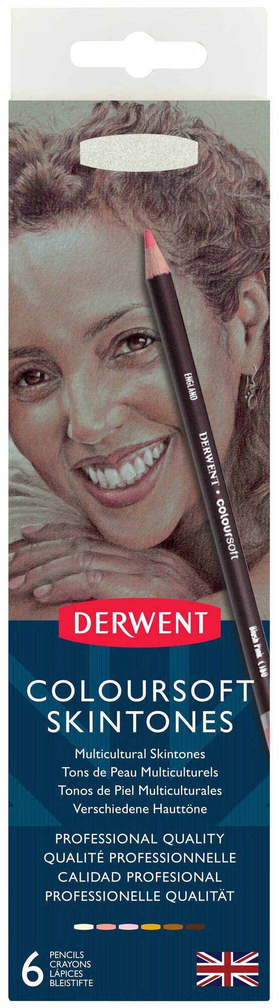 Набор цветных карандашей Derwent Coloursoft Skintones 6 штук