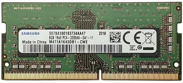 Оперативная память для ноутбука 8Gb (1x8Gb) PC4-25600 3200MHz DDR4 SO-DIMM Unbuffered CL22 Samsung M471A1K43DB1-CWE