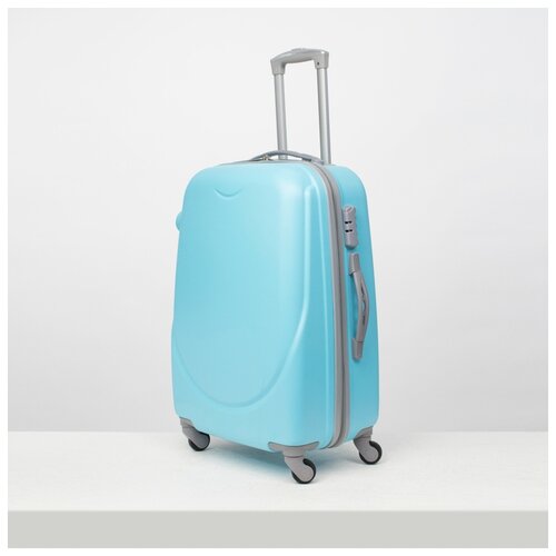 фото Чемодан сред 24" полотно, 38*28*59, отд на молнии, код замок, 4 колеса, голубой 4613633 сима-ленд