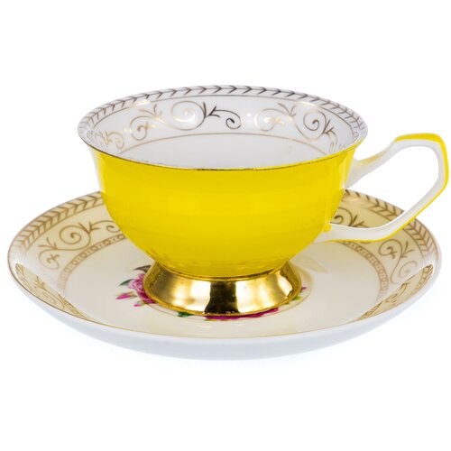 фото Набор чайный / чашка с блюдцем палитра "желтый розарий" 200 мл 2 предмета balsford