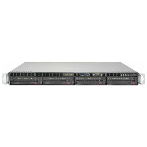 Сервер Supermicro SuperServer 5019S-M без процессора/без ОЗУ/без накопителей/количество отсеков 3.5" hot swap: 4/1 x 350 Вт/LAN 1 Гбит/c