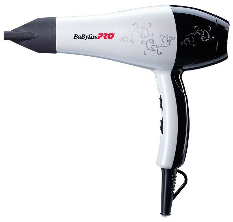 Фен BaByliss Pro, черно-белый, 2000 Вт