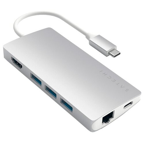 USB-концентратор Satechi Aluminum Multi-Port Adapter 4K with Ethernet V2, разъемов: 6, Silver адаптер satechi aluminum type c multi port adapter silver st tcma2s