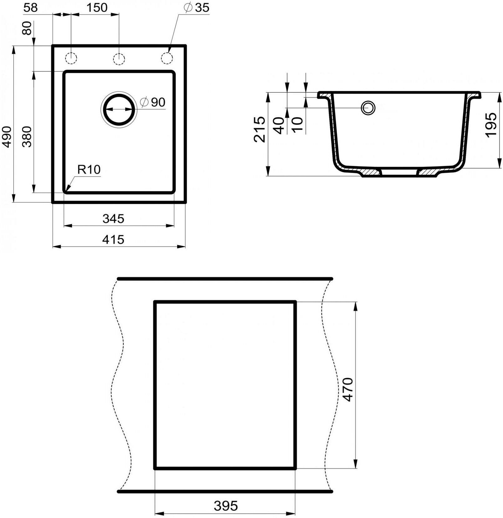 Мойка кухонная Point Динара 42 PN3004GR, графит - фотография № 2