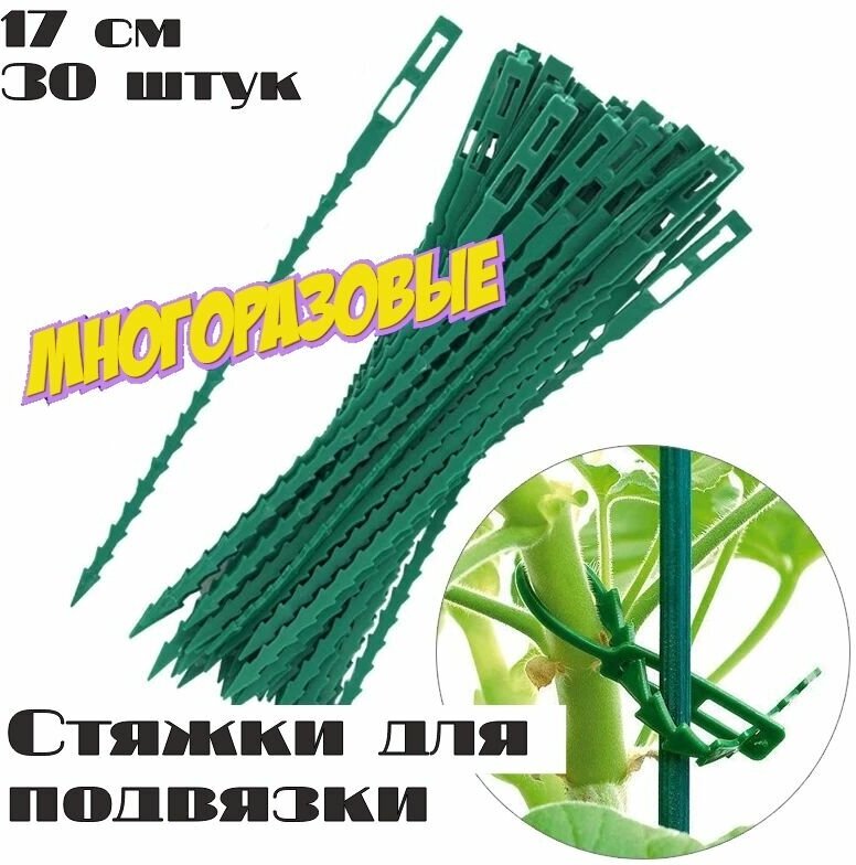 Стяжка хомут для подвязки растений 17 см (30 штук) стяжки многоразовые