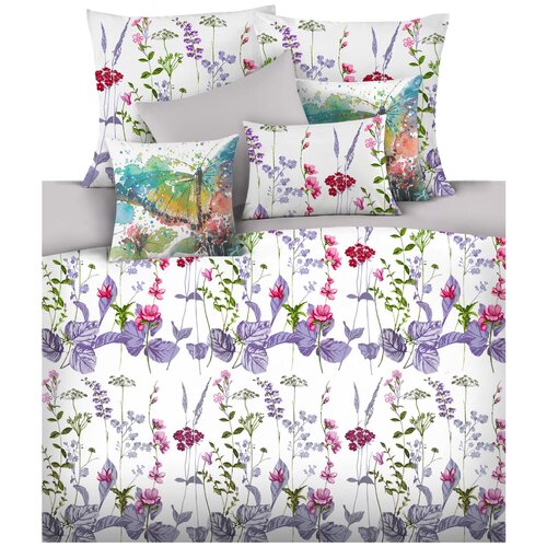 фото Постельное белье евростандарт mona liza inga, сатин, 50 х 70 см, серый/белый/фиолетовый