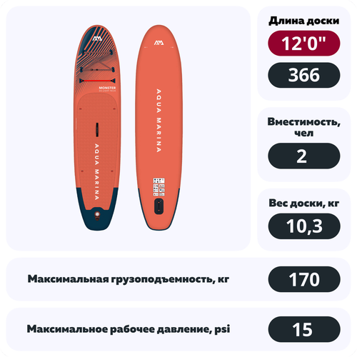 сапборд для гонок aqua marina race 12 6 Сапборд SUP Aqua Marina Monster 12.0 - 2023