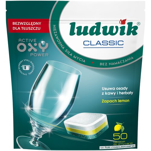 Таблетки для посудомоечной машины LUDWIK Classic лимон дой-пак, 50 шт., 0.94 кг