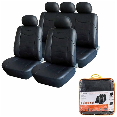 фото Чехлы для сидений универсальные "consul", 11 пред, искусст.кожа, черн. airline