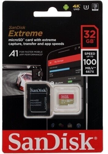 Карта памяти SanDisk Extreme Micro SDHC, 32 Гб