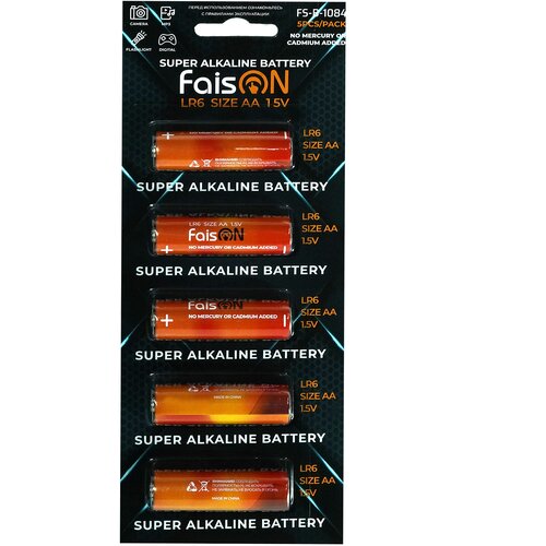 Батарейка FaisON Super Alkaline, LR6-5BL, 1.5B, AA, FS-B-1084 (5 шт.)