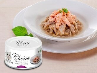 Cherie Hairball влажный корм для кошек для вывода шерсти тунец с лососем в подливе 2 шт* 80 гр - фотография № 2