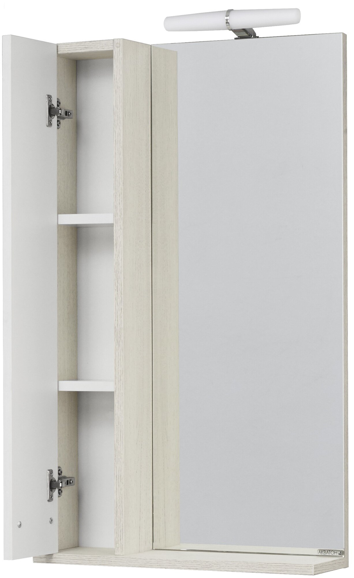 Зеркальный шкаф Aquaton Бекка PRO 50 белый, дуб сомерсет 1A214502BAC20 - фотография № 1