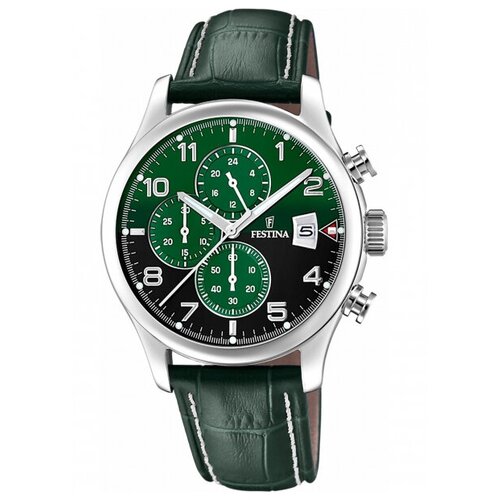Наручные часы FESTINA Timeless Chrono, серебряный, зеленый