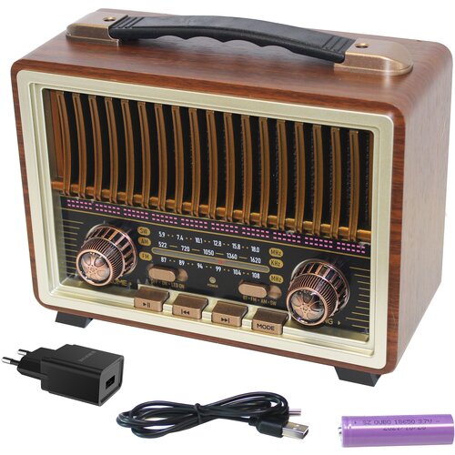 Радиоприёмник с симпатичным ретро-дизайном Meier M-2025BT Gold с поддержкой Bluetooth и блоком питания DC 5V 1А в комплекте 389500₽