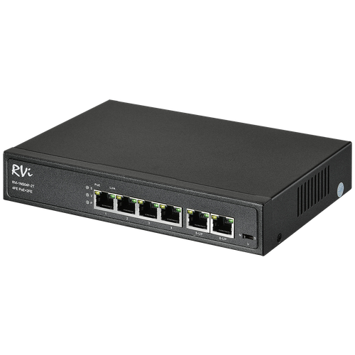Коммутатор на 4 PoE порта RVi-1NS04F-2T для подключения и питания сетевых Ip камер видеонаблюдения