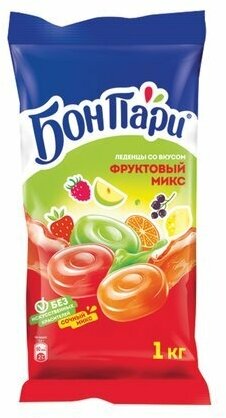 Леденцы БОН пари "Фруктовый Микс", ассорти 6 вкусов, 1 кг, 11625459