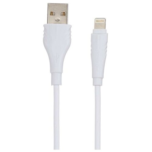 Кабель Borofone BX18, Lightning - USB, 2,4 А, 3 м, белый кабель usb 8 pin borofone bx18 optimal 2 0м круглый 2 4a силикон белый 6931474700452