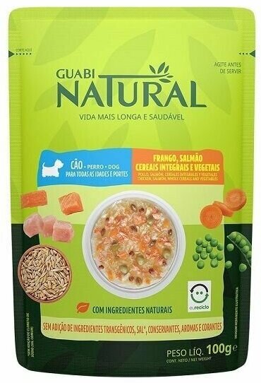 Guabi Natural Корм влажный для собак Dog, курица, лосось, цельнозерновые злаки и овощи, 100 г