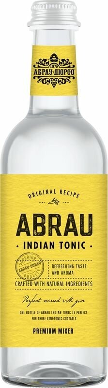 Газированный напиток "Абрау Индиан Тоник" (Abrau Indian Tonic) классический безалкогольный сильногазированный в стеклянной бутылке 0,375 л - фотография № 1