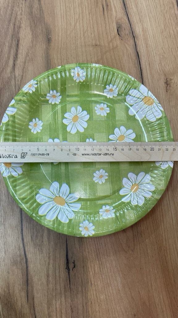 Набор одноразовых тарелок "Ромашка" бумага 23 см, 25 шт. - фотография № 2