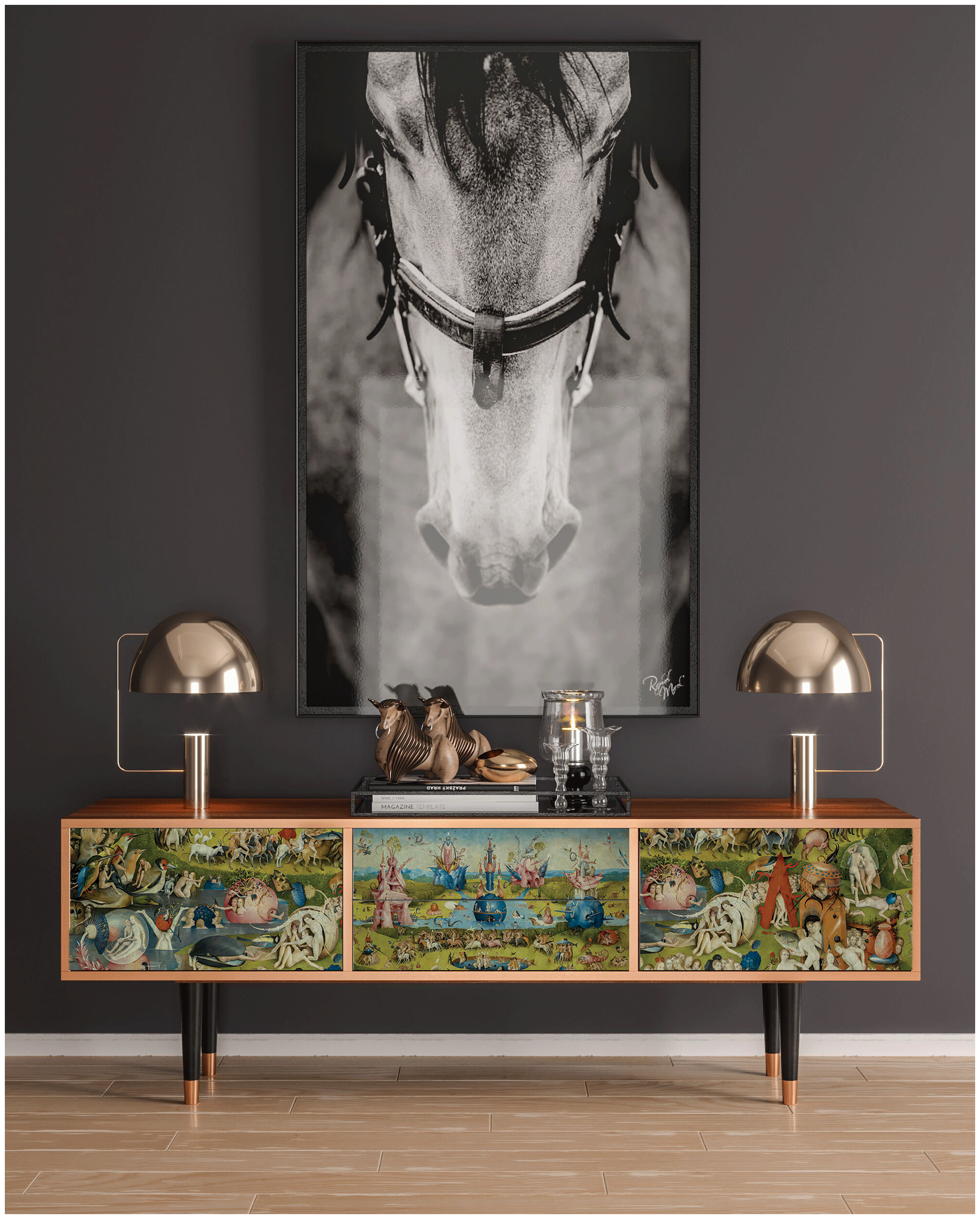 ТВ-Тумба - STORYZ - T4 The Garden by Hieronymus Bosch, 170 x 59 x 48 см, Орех