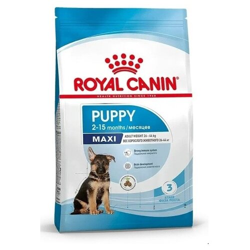 royal canin maxi puppy полнорационный сухой корм для щенков крупных пород до 15 месяцев Royal Canin Maxi Puppy для щенков крупных пород Курица, 3 кг.
