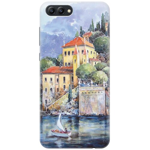 фото Cиликоновый чехол на honor v10 / хонор в10 с принтом "город у моря" gosso