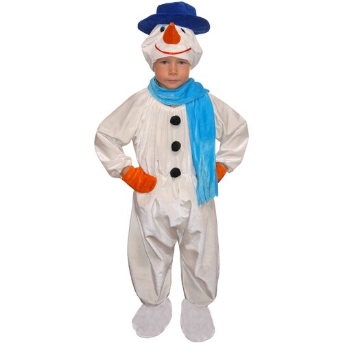 Костюм детский Снеговик-2 (128) карнавальный костюм снеговичок кофта шарф шорты шапка варежки рост 122 128 см