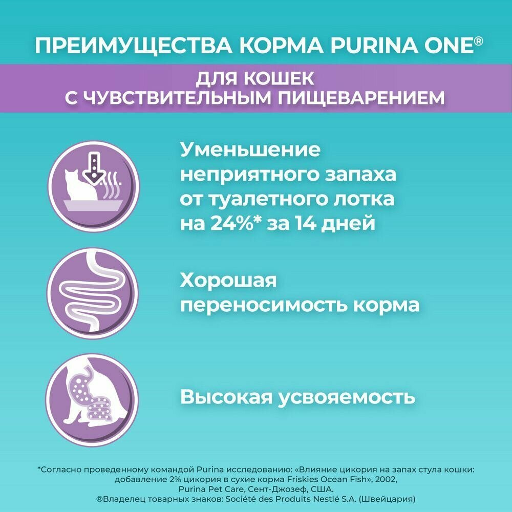 Сухой корм для кошек с чувствительным пищеварением Purina ONE с высоким содержанием индейки 1,5 кг 6 шт - фотография № 4