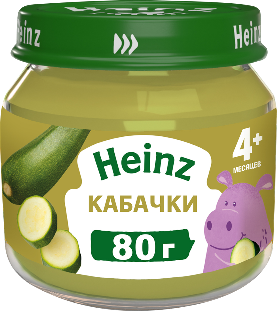 Пюре овощное HEINZ Natural Кабачки, с 4 месяцев, 80г