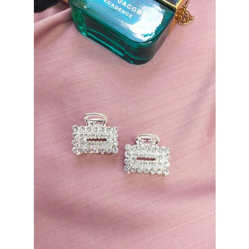 Маленькие крабы заколки со стразами для девочек набор 2 штуки, блестящие мини заколочки украшения для волос