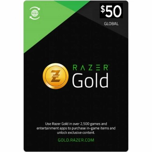 Код пополнения Razer Gold Card номиналом 50 USD Global Gift Card 50 все регионы 7600₽