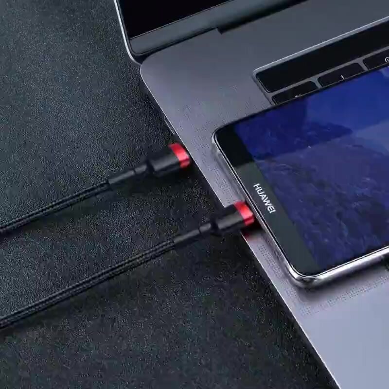 Кабель Baseus CATKLF-G91 Cafule Type-C PD2.0 60W flash charging data line (20V 3A) 1m Red+Black — фото 1