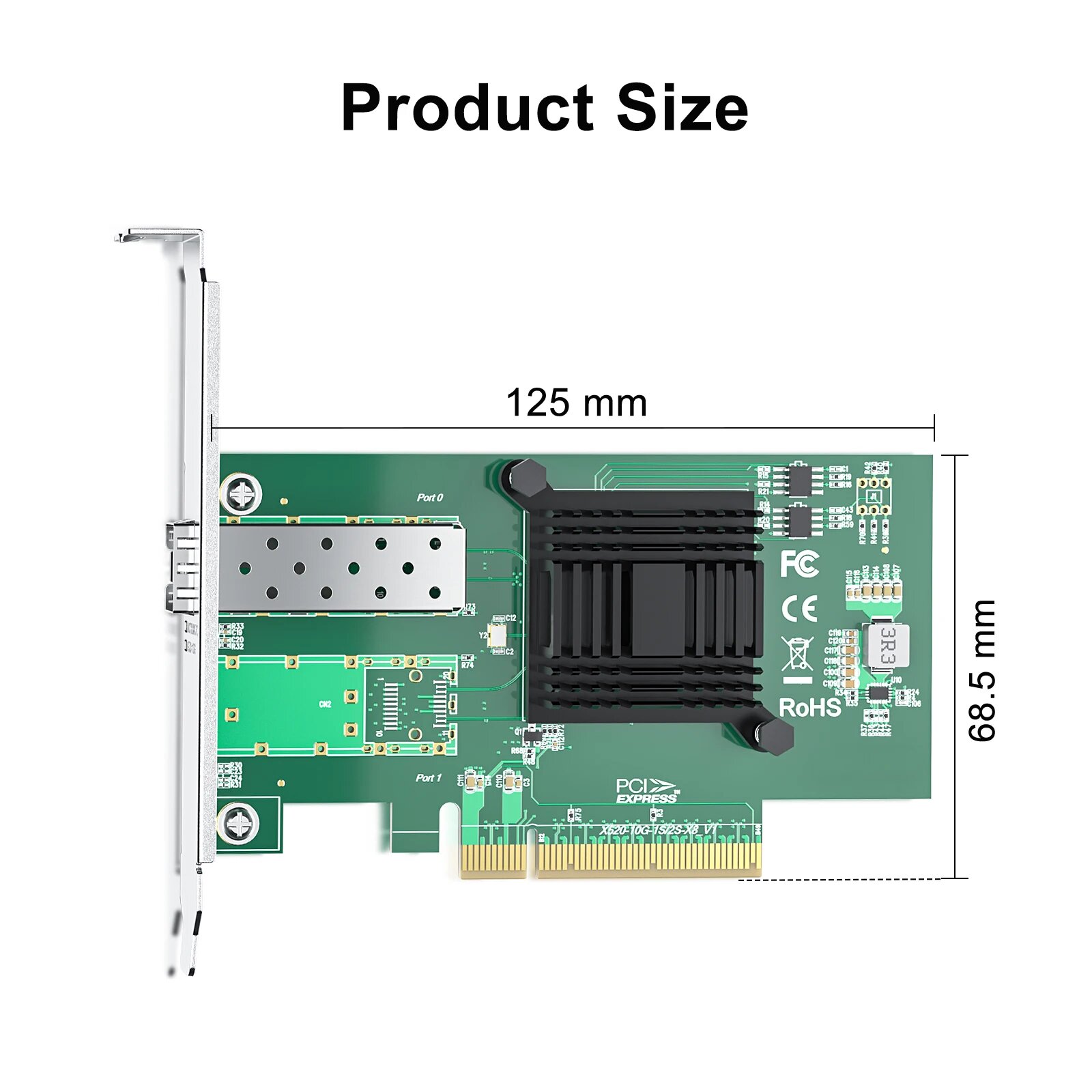 10gtek Intel X520-DA1 сетевая карта 10 Гбит PCI-E — фото 1