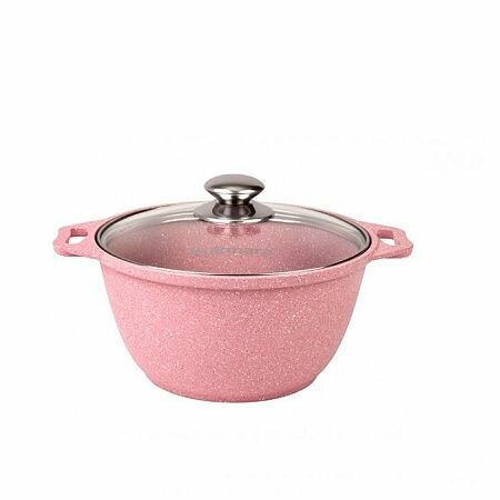 Кастрюля-жаровня с крышкой 3 л KUKMARA Trendy style rose ж31tsr литая, с антипригарным покрытием, розовый