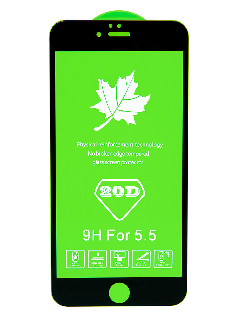 Защитное стекло, для iPhone 6 Plus /6S Plus с рамкой, олеофобное покрытие, черный