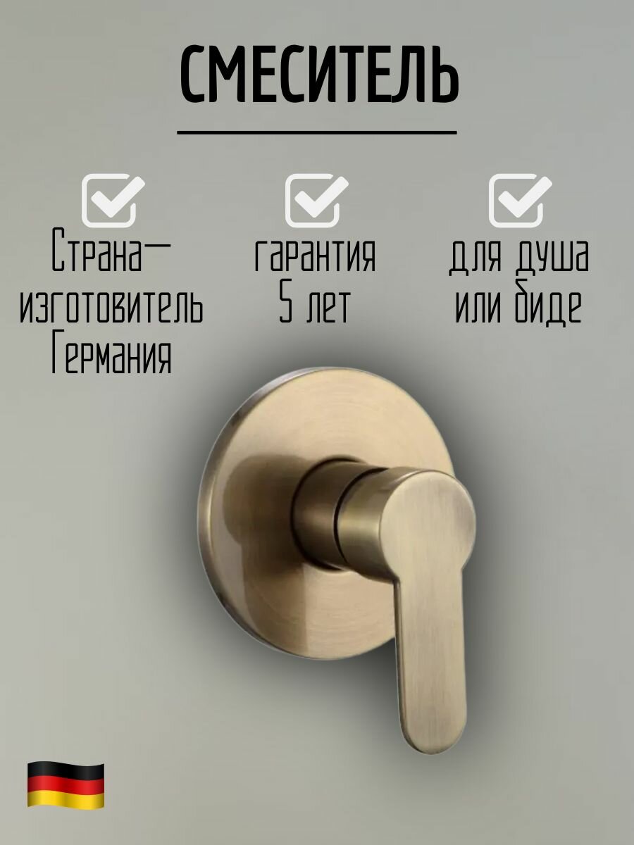 Смеситель скрытого монтажа для душа или биде GANZER FREDJ GZА5102-D Бронза