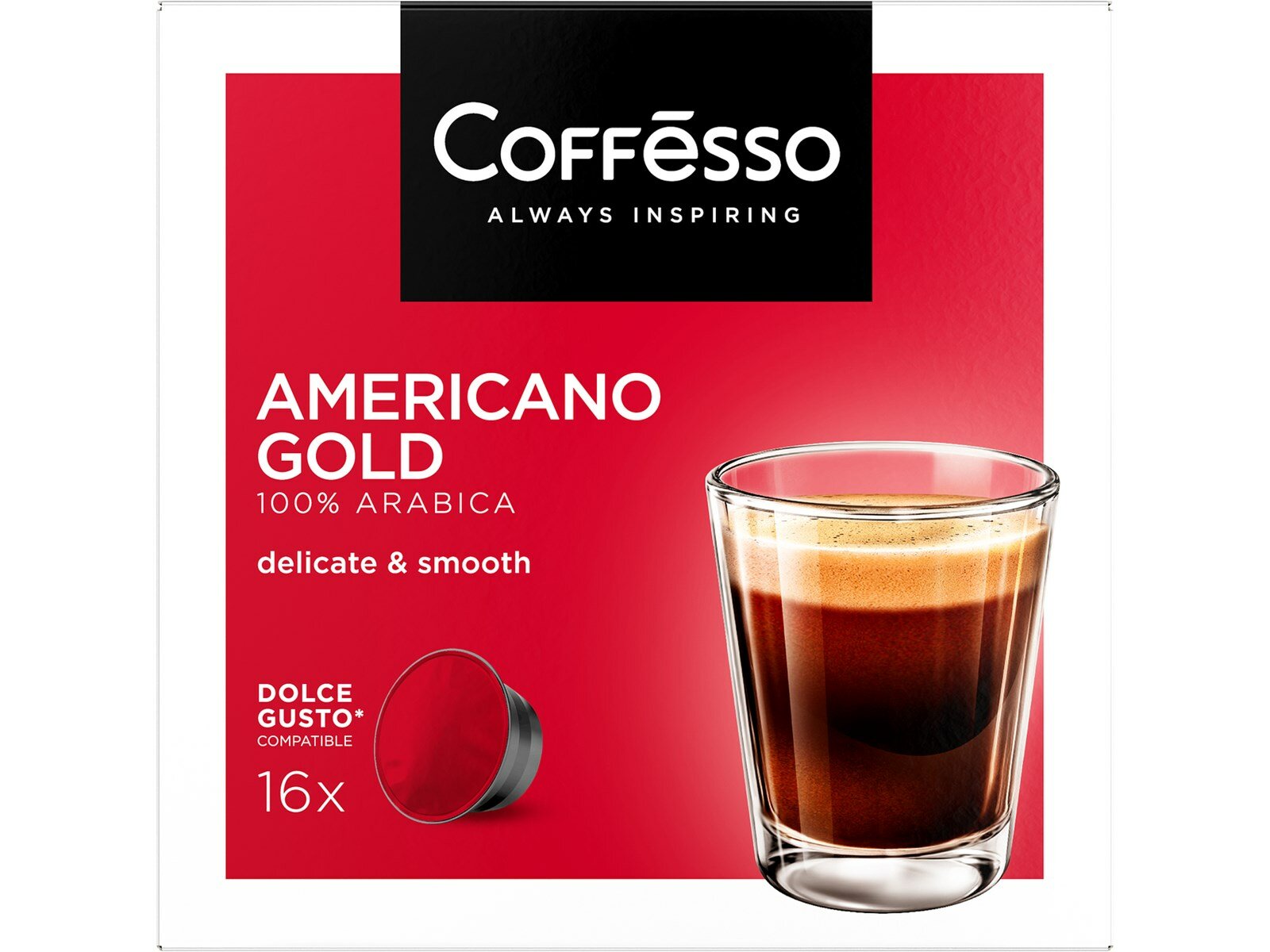 Кофе в капсулах Coffesso Americano Gold для кофемашин Dolce Gusto 16шт, 128г