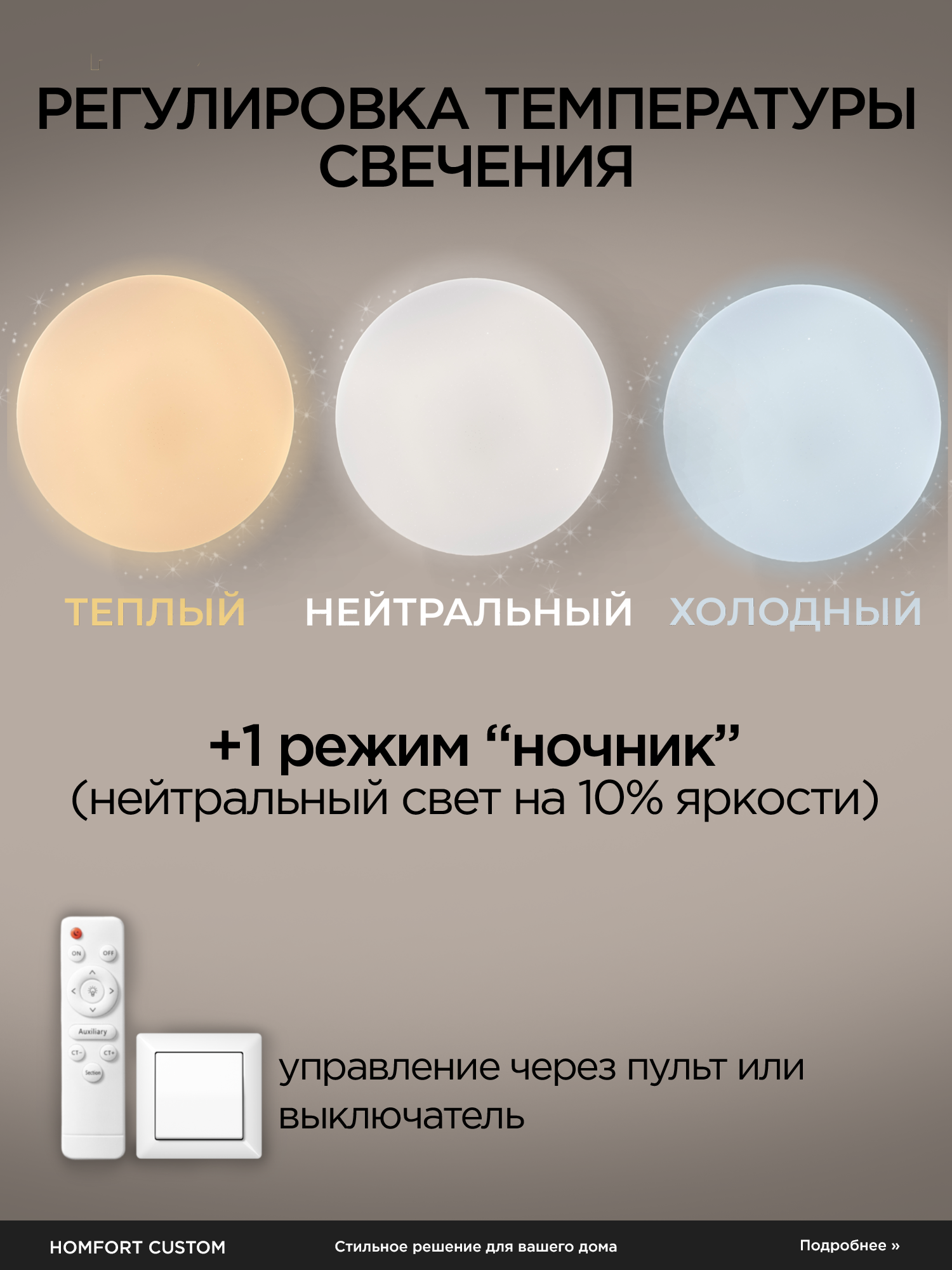 Люстра потолочная светодиодная с пультом Homfort custom на кухню, в спальню, светильник в зал — фото 1