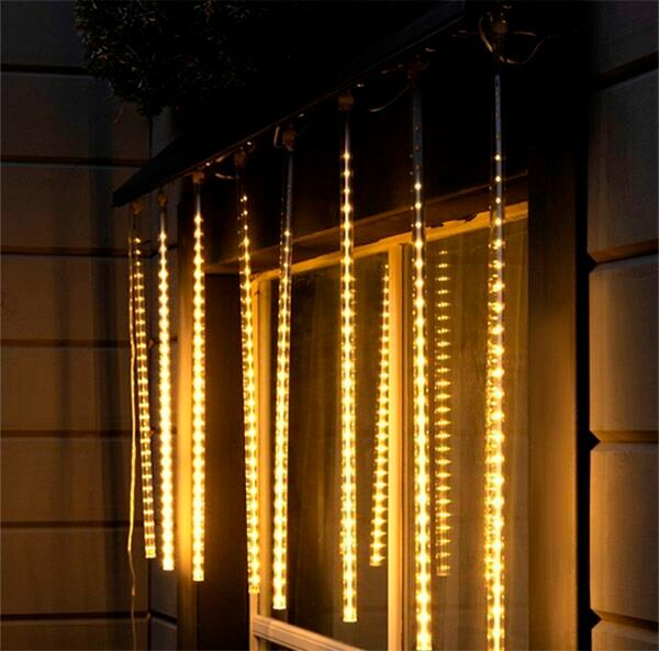 Гирлянда тающая сосулька «Сосульки» 12V Белый теплый, прозрачная нить, 288 LED, 2.5х0.5 м с эффектом стекания IP65