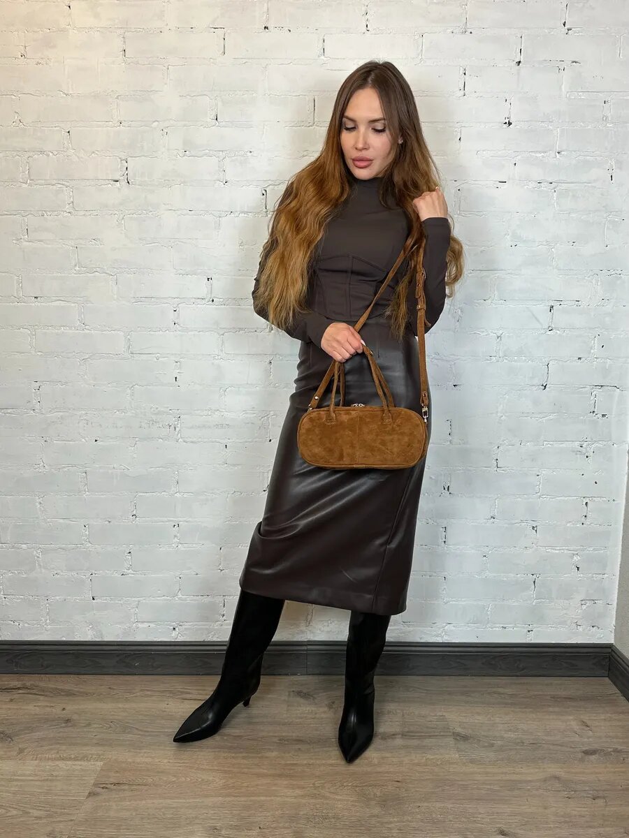 Сумка багет Ofta, фактура гладкая, табачный — фото 1