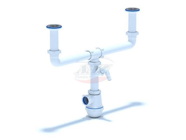 Сифон АНИ Грот 1.1/2 х 40 двойной разноуровневый с отводом для стиральной машины А4000