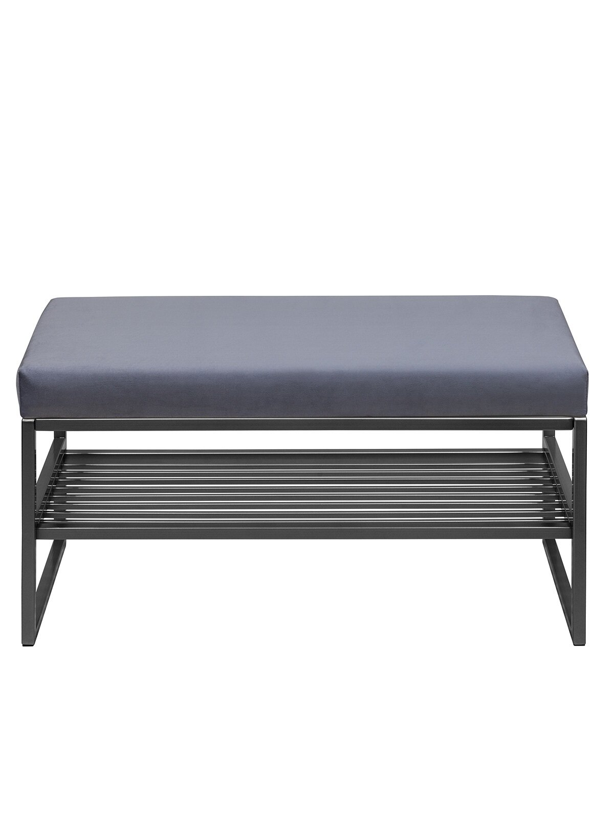 Банкетка для прихожей, для спальни GREENWEEN RIMINI MINI, черный каркас, сидение велюр цвет Light Blue, 850х400х450