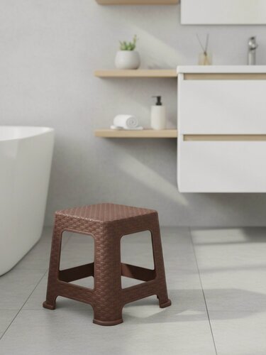 Изображение товара Табурет 340х340х330 мм, коричневый, сиденье квадратное, малый, Violet, Ротанг, 220101