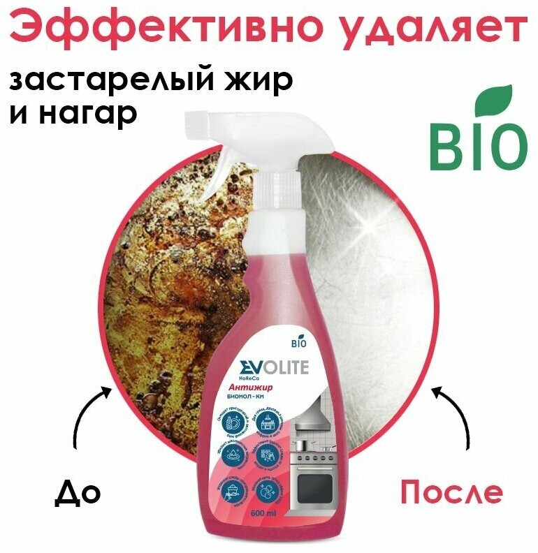 Антижир EVOLITE HoReCa, для кухни, удаления жира, журоудалитель, для плит и духовых шкафов, 550мл - фотография № 2