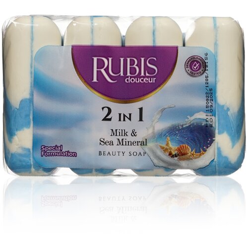 Упаковка мыла Rubis экопак Milk & Sea mineral 4х90 360 г.