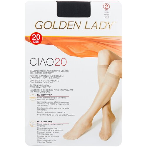 Гольфы Golden Lady, 20 den, 2 пары, размер 0 (one size), черный гольфы golden lady 20 den 6 пар размер 0 one size