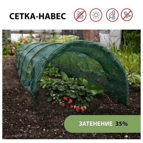 Парник от птиц: сетка 6 x 2 м, затенение 35%; 4 дуги из стеклопластика, d = 4 мм