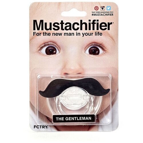 Пустышка силиконовая ортодонтическая Mustachifier The Gentleman 0-6 м, black